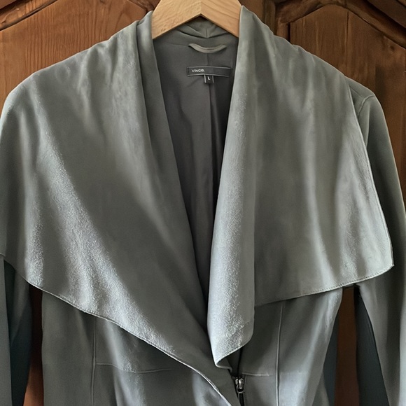 COPY - EUC VINCE SUEDE WATERFALL COLLAR ZIP JACKET. SIZE L - Picture 4 of 14